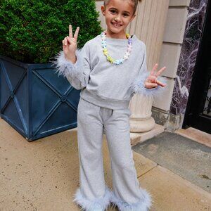 Lola & The Boys Grey Feather Athletic Set Size 10